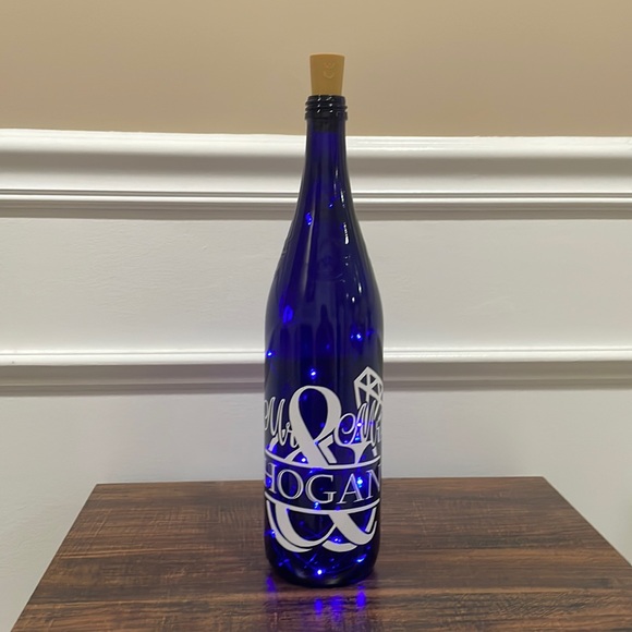 Handmade Other - {Mr & Mrs Hogan} Handmade blue light up glass bottle